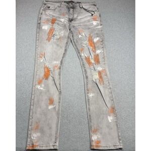 Switch Remarkable Jeans‎ Mens 36x34 Gray Distressed Pant Splatter Skinny Denim